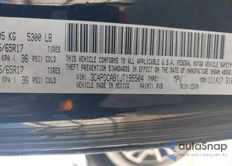 2018 Dodge Journey Se from USA, damaged, VIN 3C4PDCAB1JT195504